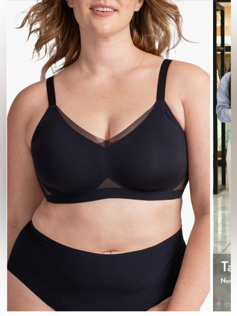 Honeylove Crossover Wireless Bra Black 1X Smoothing Support Bra